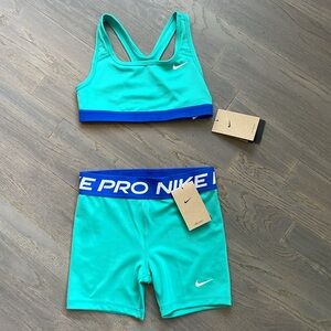 Kids Nike Pro shorts sz L & Nike Swoosh DRI-FIT sports bra sz M BNWT nikepro
